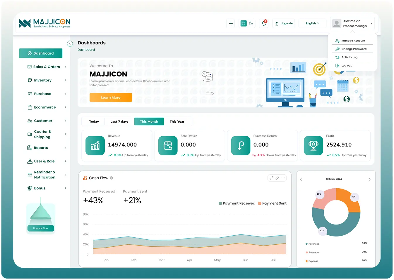 Majjicon - Business Management System Dashboard
